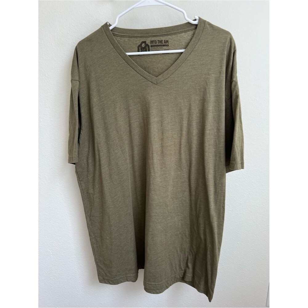 Into The AM Men's V-Neck Short Sleeve Tee in Olive